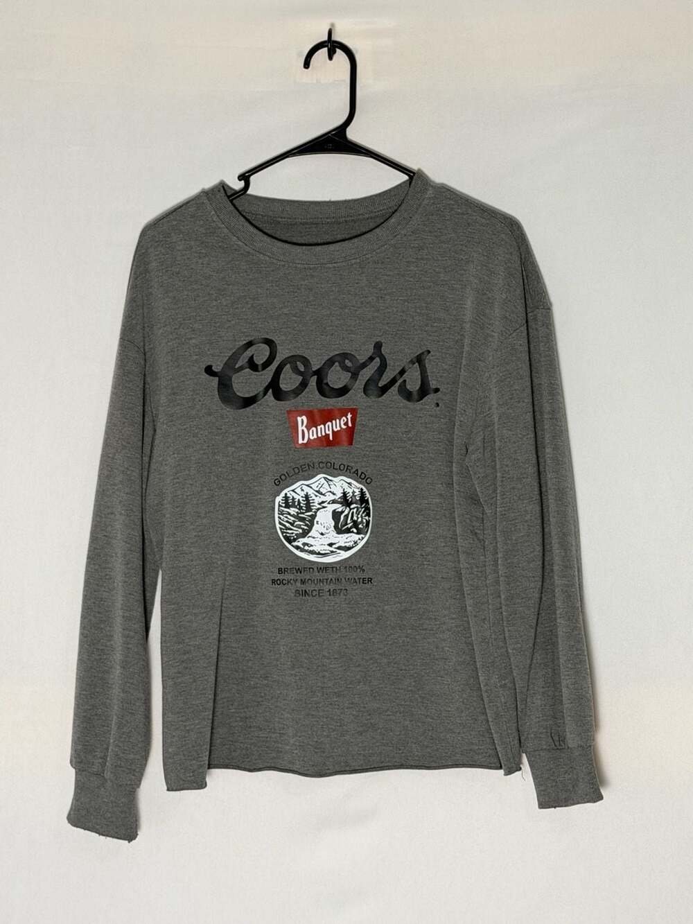 Coors Banquet Long Sleeve Graphic Shirt Medium Grey